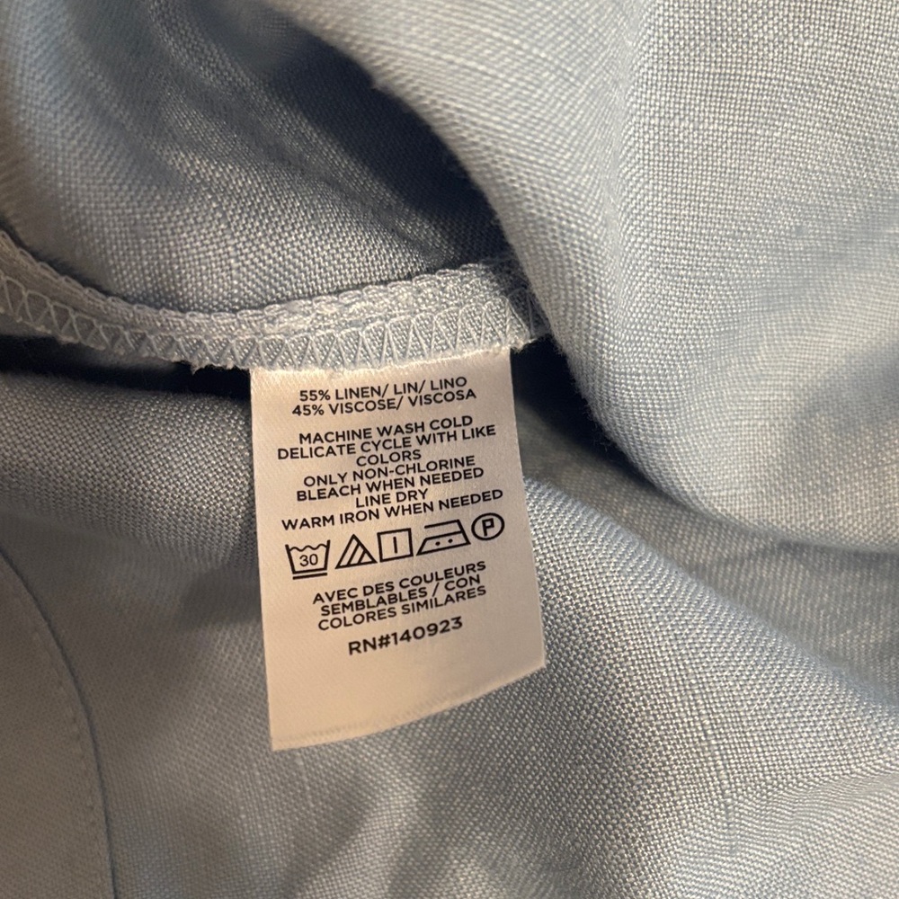 The Loft Linen Blend Sleeveless Blue Dress - Picture 6 of 6